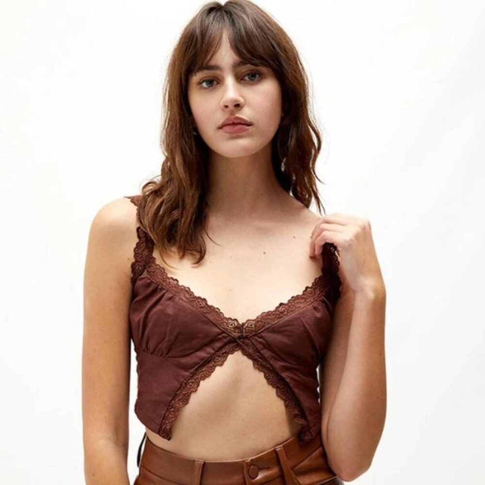 Peppermayo Brown Linen-Blend Tank top